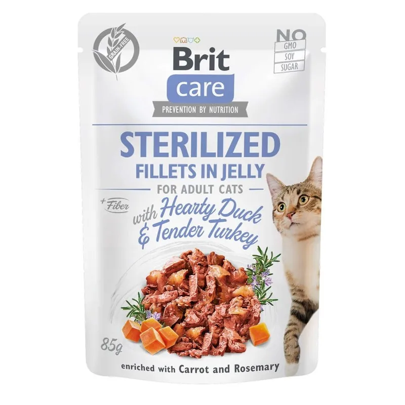 Spara mer - Brit Care Cat Adult Sterilized Anka & Kalkon i Gelé 85 g