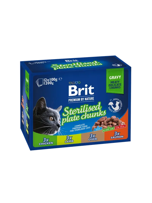 Erbjudande - Brit Premium by Nature STERILISED PLATE CHUNKS Katt 12 x 100 g