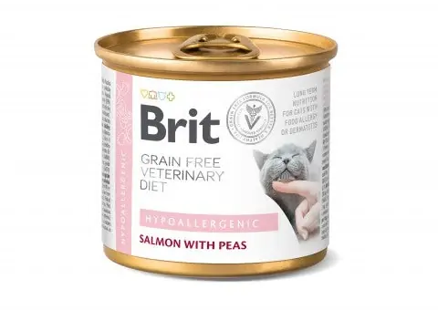 Brit Veterinary Diet Hypoallergenic Salmon with Peas för katter 6 x 200 g - Under begränsad tid