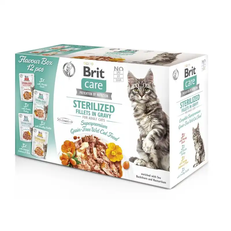 Brit Care Cat Sterilized Bitar i Sås Multipack 12 x 85 g | Begränsat lager
