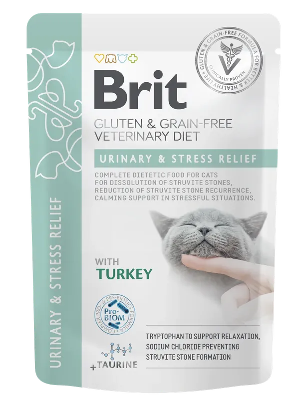 Rea | Brit Veterinary Diet Pouch Urinary & Stress Relief with Turkey för katter 85 g