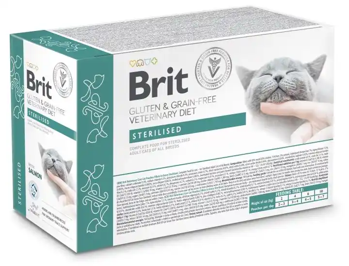Brit Veterinary Diet Pouch Sterilised with Salmon för katter 85 g | Rabatter