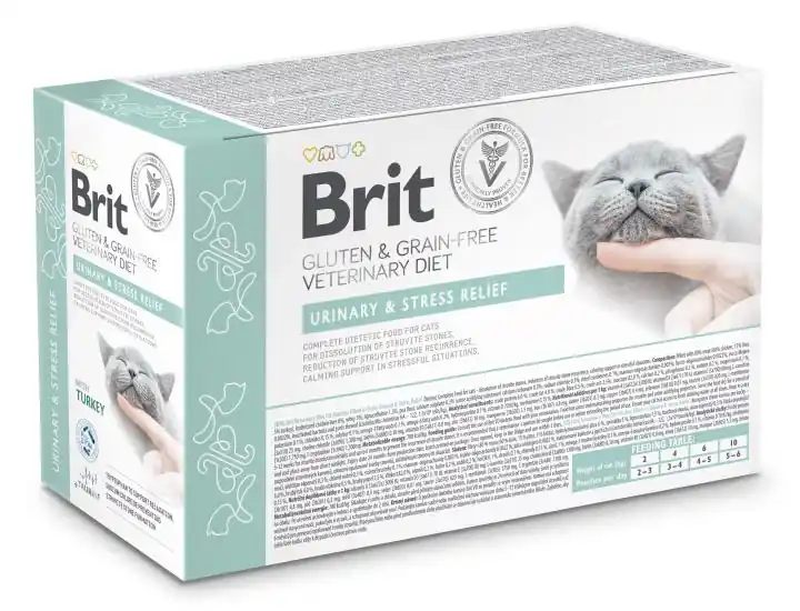 Brit Veterinary Diet Pouch Urinary & Stress Relief Turkey för katter 12 x 85 g - Mycket populär