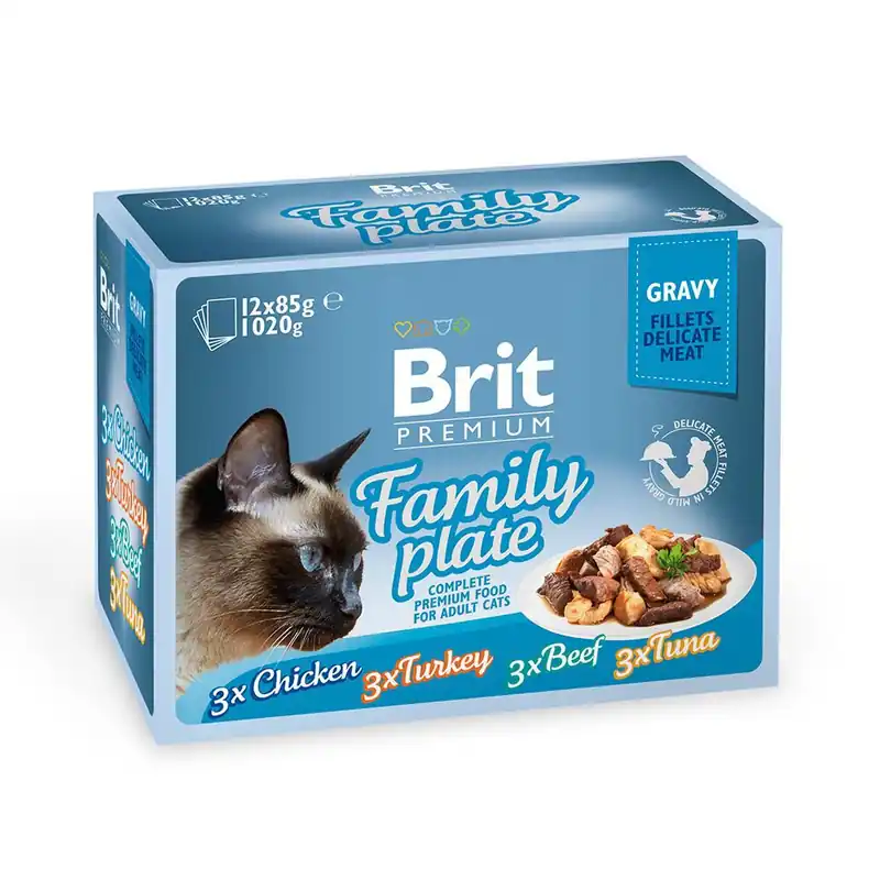 Brit Premium Pouches Fillets in Gravy Family Plate (12x85g) - Prissänkt