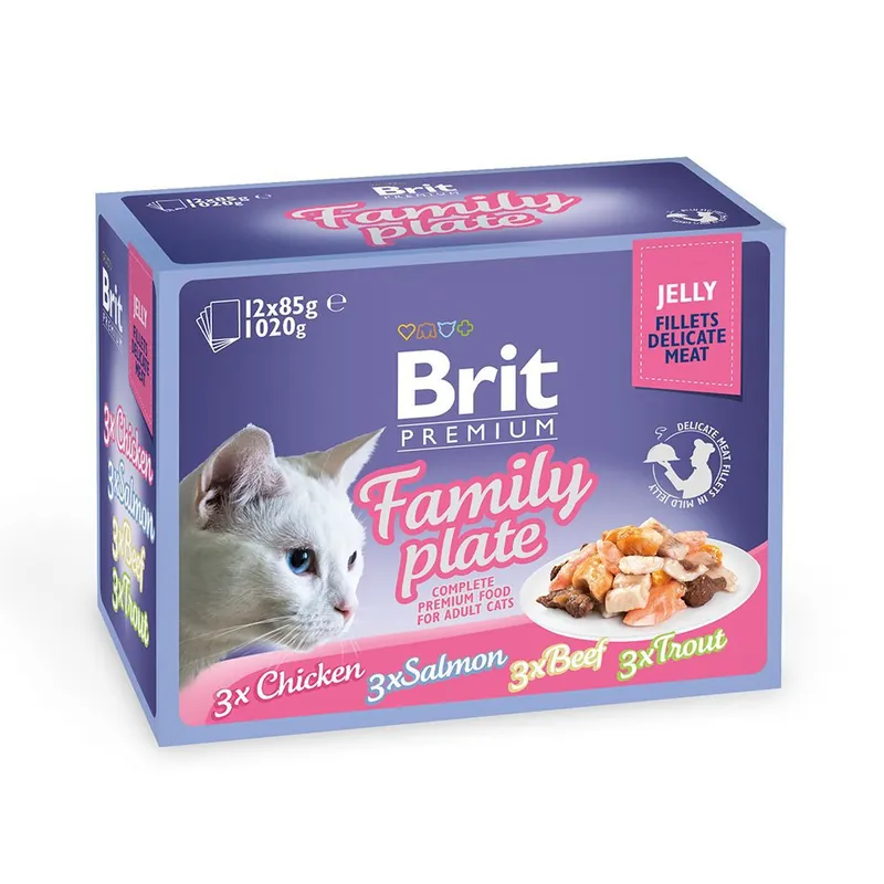 Populär | Brit Premium Pouches Fillets in Jelly Family Plate (12x85g)