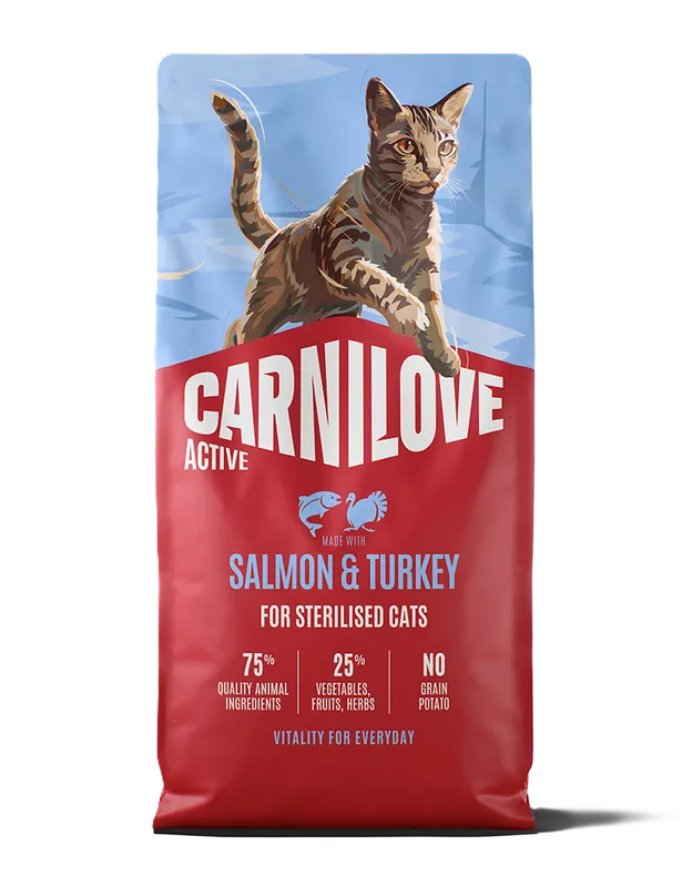Mycket populär | Active Cat Salmon & Turkey for Sterilised Adult All Breeds 2kg