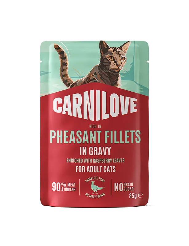 Cat Pouch Gravy rich in Pheasant enriched with Raspberry Leaves 85g - Precis lanserat