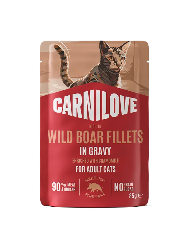 Expressleverans - Cat Pouch Gravy rich in Wild Boar enriched with Chamomile 85g