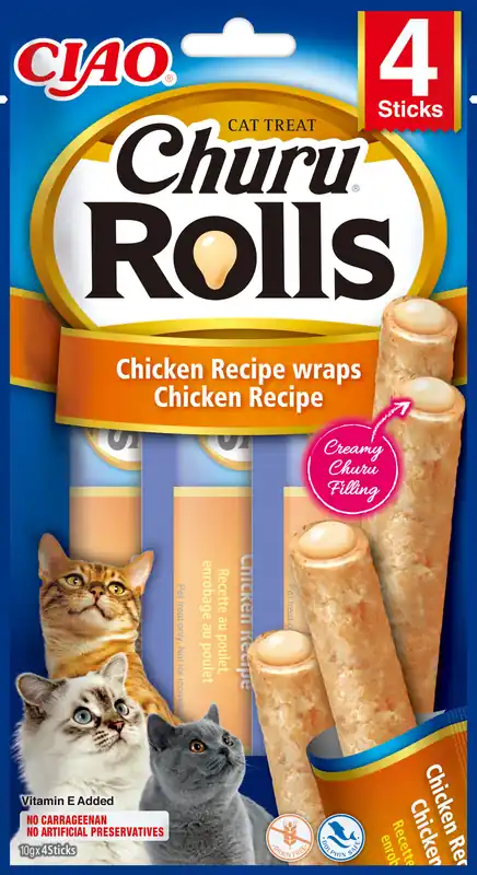 Cat Rolls Chicken wraps 4x10g - Rabatter