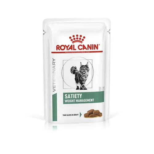 Endast ett fåtal kvar - Royal Canin Veterinary Diets Weight Management Satiety Thin Slices In Gravy Pouch våtfoder för katt 85g PROVFÖRPACKNING