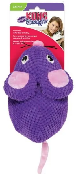 Passa på - KONG Leksak Wrangler Kneading Mouse Lila 23cm