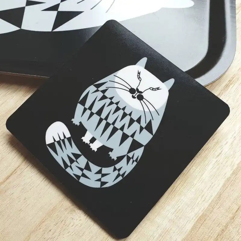 Birch Wood Coaster Cat "Moomoo" - Lågt pris