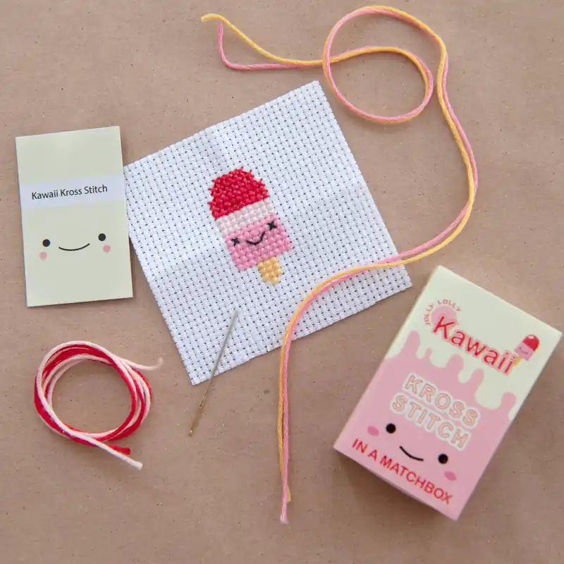 Missa inte - Kawaii Ice Lolly Mini Cross Stitch Kit In A Matchbox