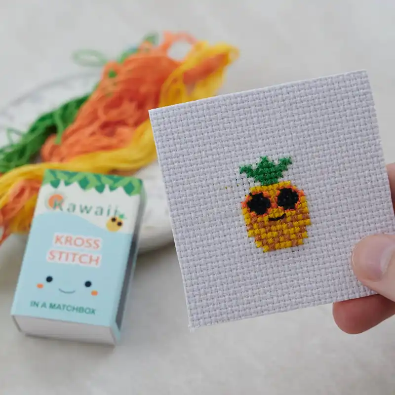 Kawaii Pineapple Cross Stitch Kit In A Matchbox | Nytt i webbutiken