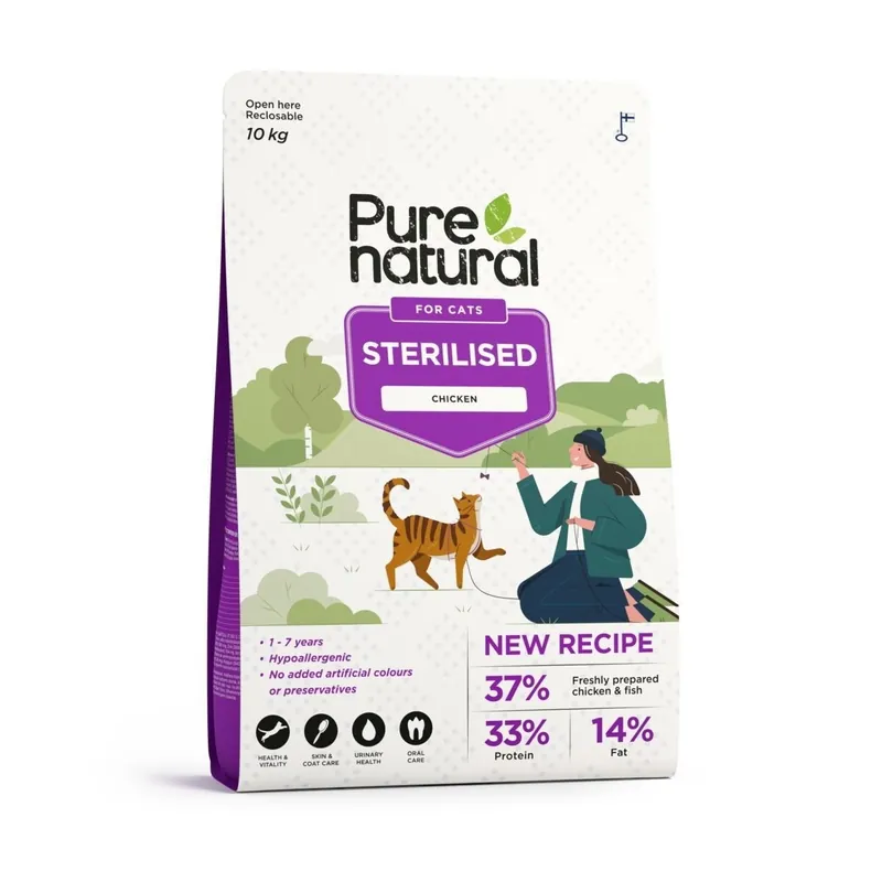 Purenatural Cat Adult Sterilised Chicken Torrfoder till Katt | Precis lanserat