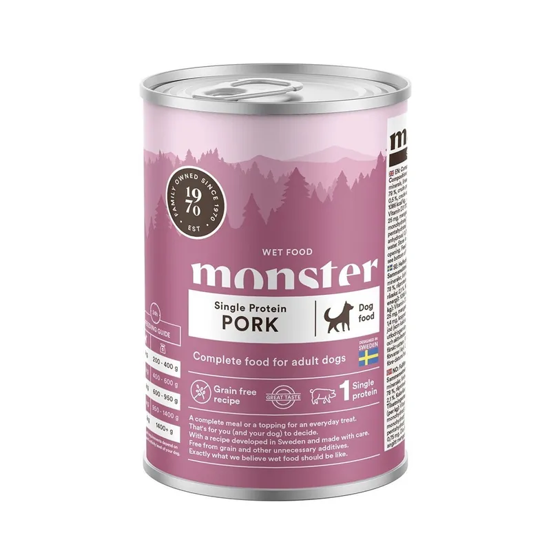 Nyligen lanserat - Monster Dog Adult Single Protein Pork 400 g