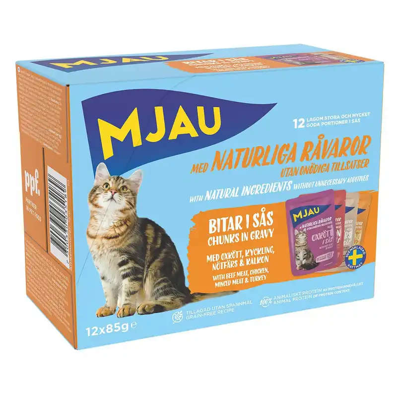Ny lansering - Mjau Multipack Köttsmaker i Sås 12x85 g