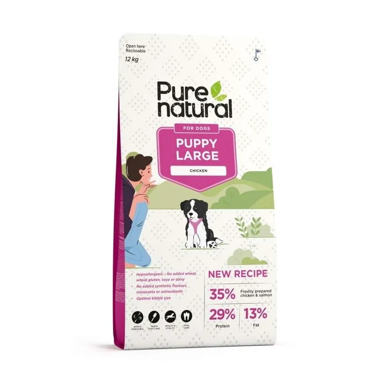Purenatural Dog Puppy Large Chicken Torrfoder till Valp - Mycket uppskattad