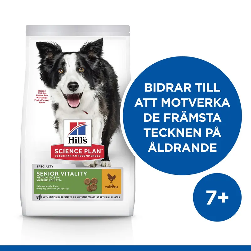 Säker betalning - Hills Science Plan Dog Mature Adult 7+ Senior Vitality Medium Chicken