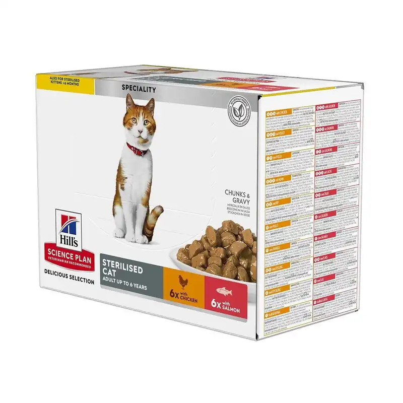 Extra rabatt - Hills Science Plan Cat Adult Sterilised Salmon & Chicken 12x85 g