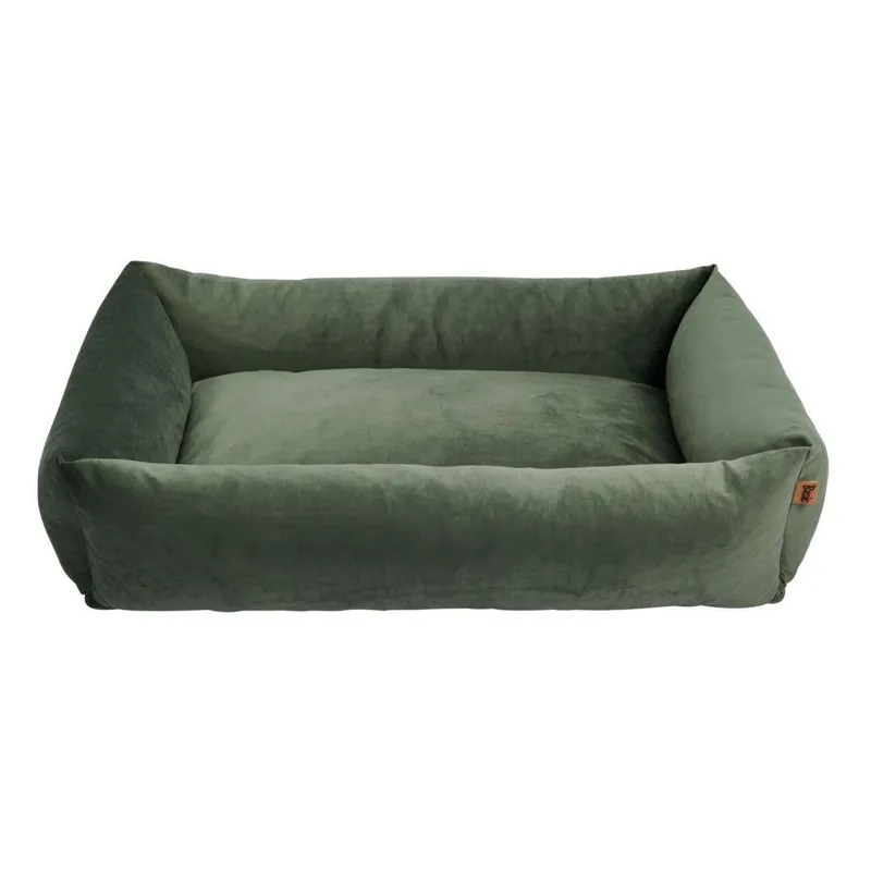 Direkt från fabriken - Basic WellB Velvet Ortopedisk Hundbädd/Kattbädd Grön