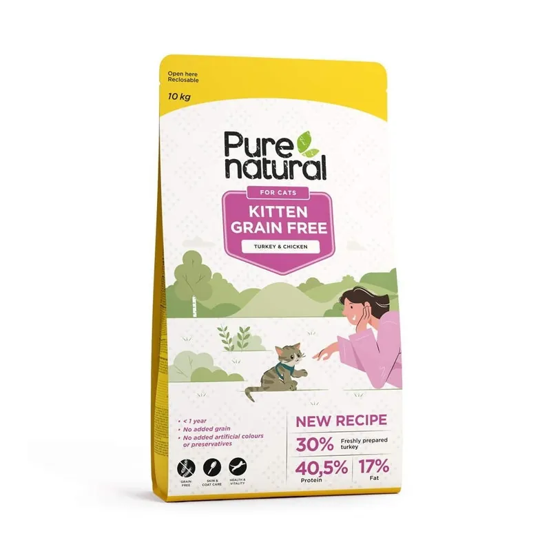 Purenatural Kitten Grain Free Turkey & Chicken Spannmålsfritt Torrfoder till Kattunge | Superpris