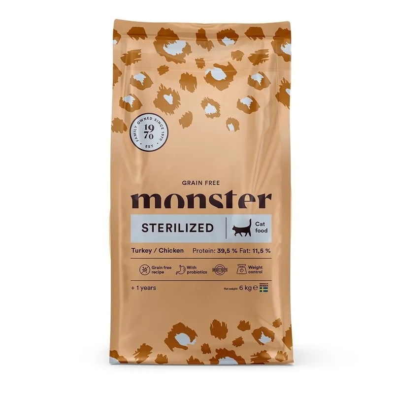 Gratis retur - Monster Cat Adult Grain Free Sterilized Turkey & Chicken
