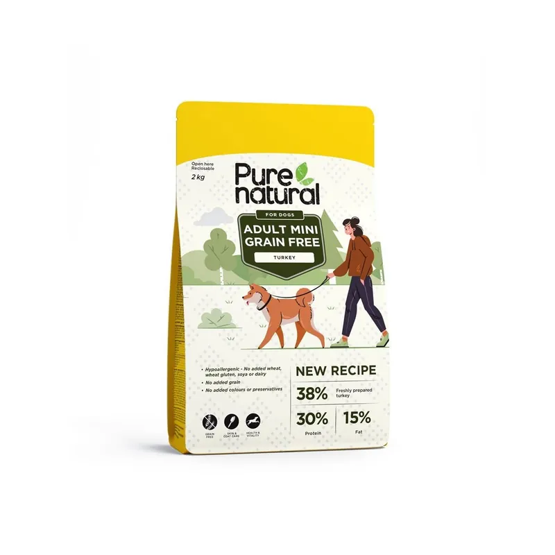 Purenatural Dog Grain Free Adult Mini Turkey Spannmålsfritt Torrfoder till Hund - Finns nu