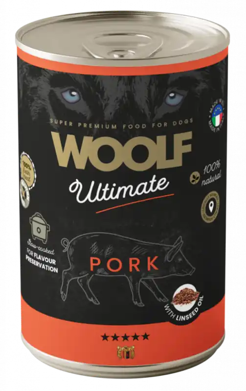 Pork and Linseed Oil Våtfoder för Hund - 6 x 400 g - Specialerbjudande