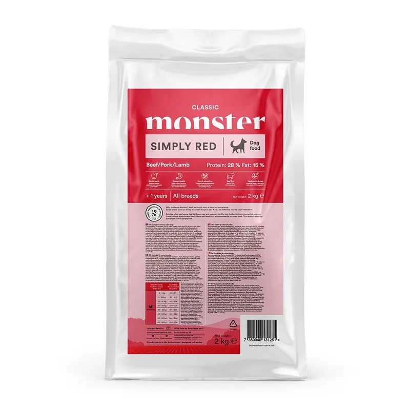 Kundernas favorit | Monster Dog Classic Simply Red Torrfoder till Hund