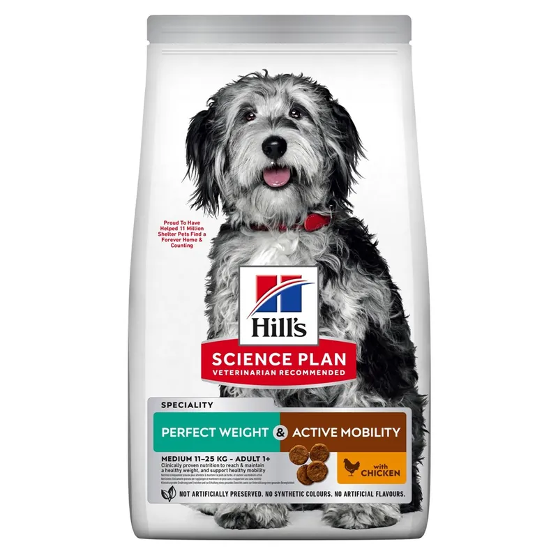 Sänkt pris - Hills Science Plan Canine Adult Perfect Weight & Active Mobility Medium Chicken 12 kg