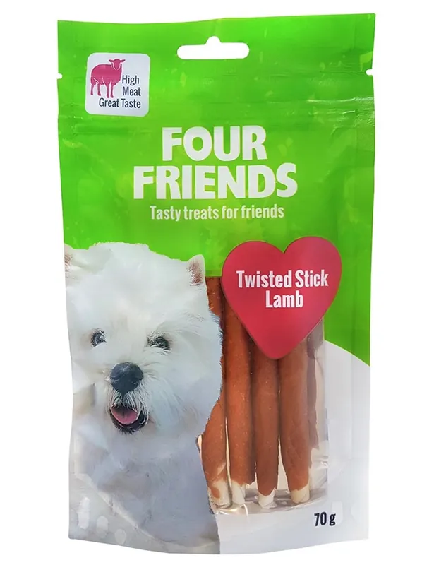 Erbjudande - Belöningsgodis FourFriends Twisted Stick Lamb 12,5cm 7st