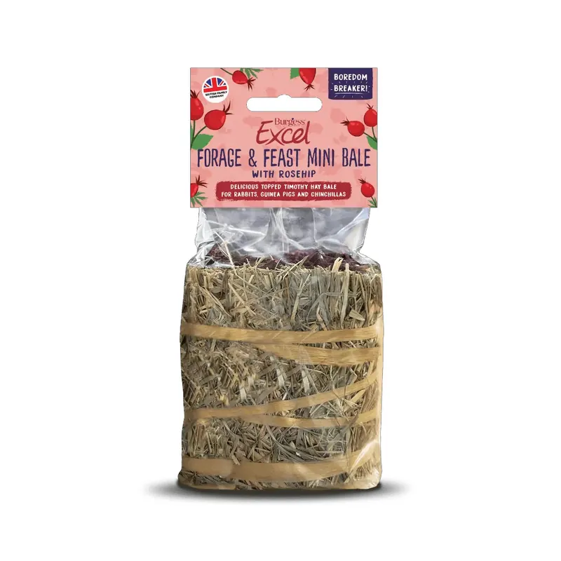Nyhet hos oss - Excel Forage & Feast Mini Bale Rose för Kaniner & Marsvin - 100 g