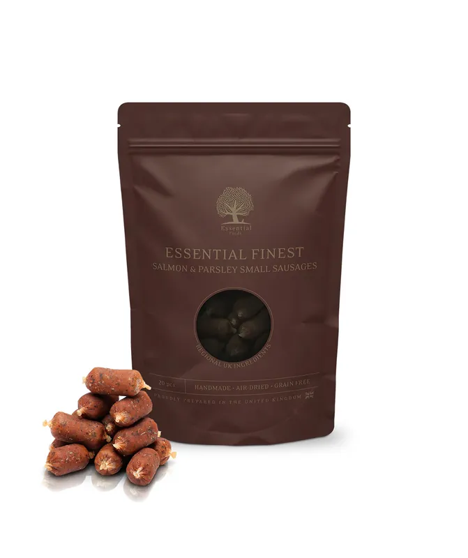 Populärt just nu - Essential Finest Salmon & Parsley Small Sausages Hundgodis - 120 g