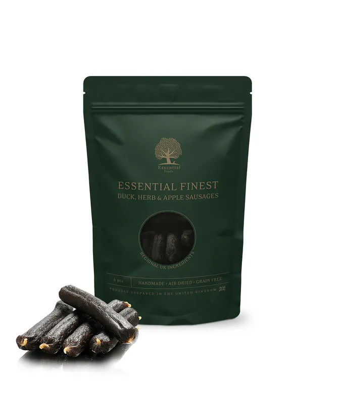 Essential Finest Duck, Herb & Apple Sausages Hundgodis - 6 st | Nyhet i sortimentet