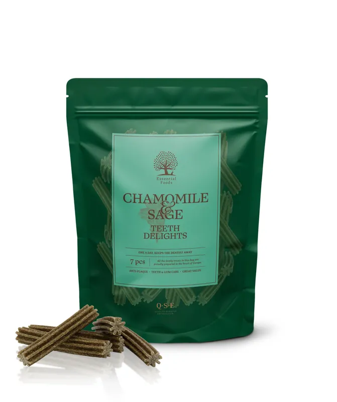 Essential Chamomile & Sage Teeth Delights Tuggben för Hund - 7 st - Få kvar i lager