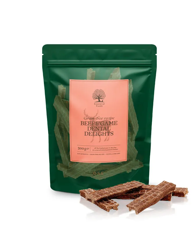 Essential Grain-Free Beef & Game Dental Delights Tuggben för Hund - 200 g - Deal