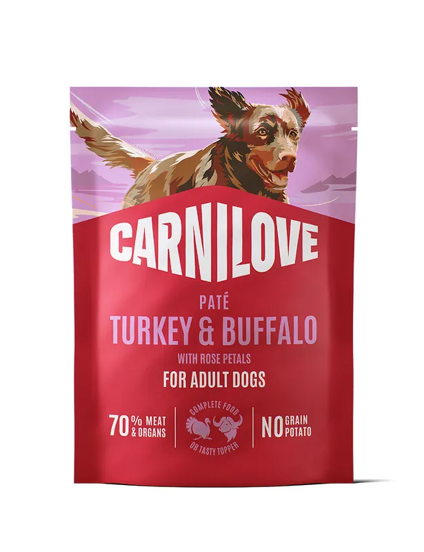Pouch Paté Turkey & Buffalo with Rose Petals Våtfoder till Hund - 12 x 300 g - Gratis retur