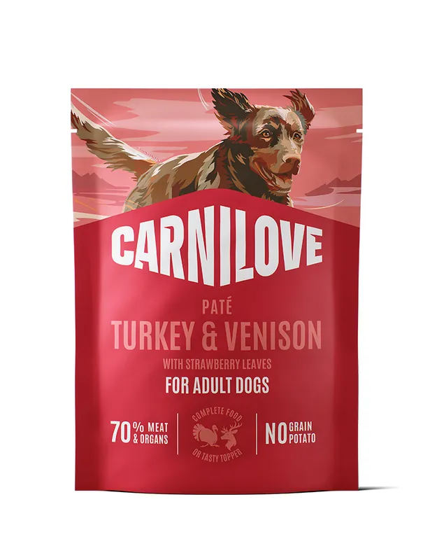 Kampanjpris | Dog Pouch Paté Turkey & Venison with Strawberry Leaves Våtfoder till Hund - 12 x 300 g