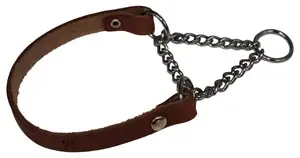 Bästsäljare - ALAC Läderhalsband Halvstryp Mörkbrun 18mm x 45cm