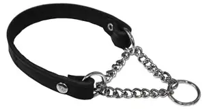 Bästa pris - ALAC Läderhalsband Halvstryp Svart 12mm x 40cm