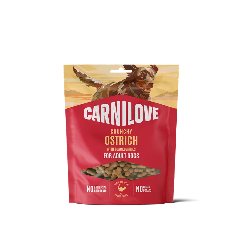 Carnilove Dog Crunchy Snack Ostrich & Blackberries hundgodis 200 g - Expressfrakt