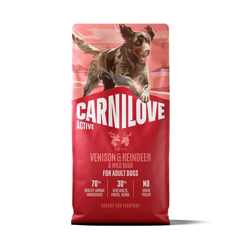 Carnilove Active Dog Adult All Breeds Venison, Reindeer & Wild Boar torrfoder för hund 12 kg - Prisnedsättning