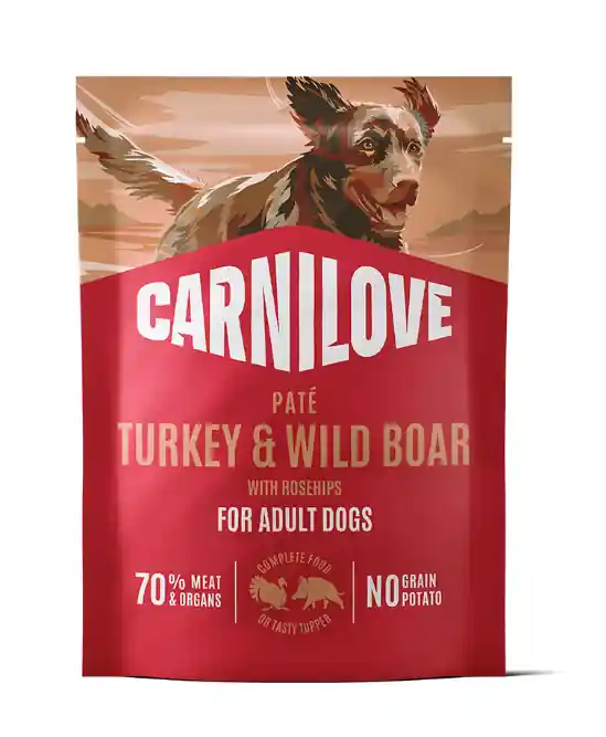 Pouch Paté Turkey & Wild Boar with Rosehips Våtfoder till Hund - 12 x 300 g | Begränsat lager