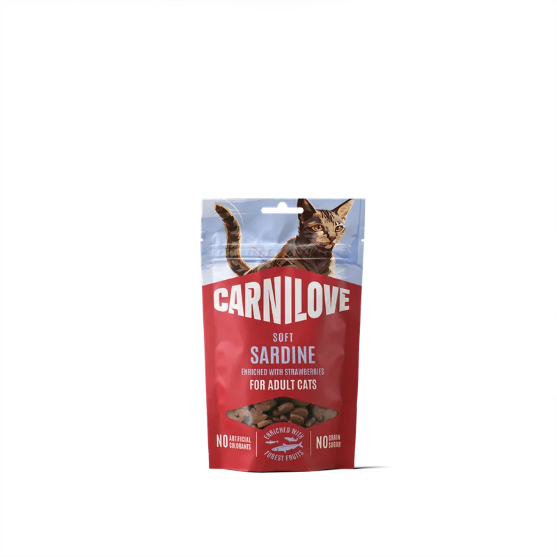 Carnilove Cat Soft Snack Sardines & Strawberry kattgodis 50 g | Mycket efterfrågad
