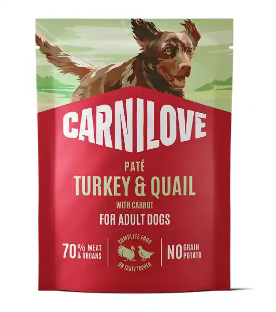 Endast ett fåtal kvar - Pouch Paté Turkey & Turkey & Quial with Yellow Carrot Våtfoder till Hund - 12 x 300 g