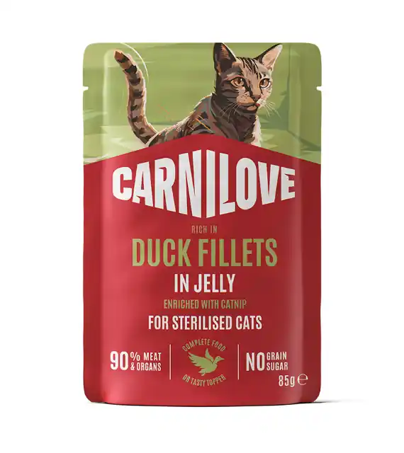 Missa inte - Adult Pouch Jelly med Anka och Kattmynta Sterilised Våtfoder för Katt - 24 st x 85 g