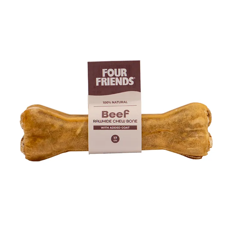 Säker betalning | Natural Chews Beef Rawhide Chew Bone with Goat till Hund - 17 cm