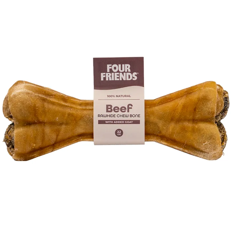 Riktigt fynd | Natural Chews Beef Rawhide Chew Bone with Goat till Hund - 22 cm