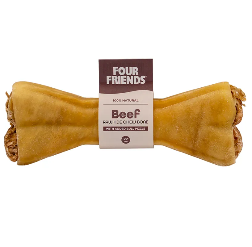 Natural Chews Beef Rawhide Chew Bone with Bull Pizzle till Hund - 22 cm | Ta chansen